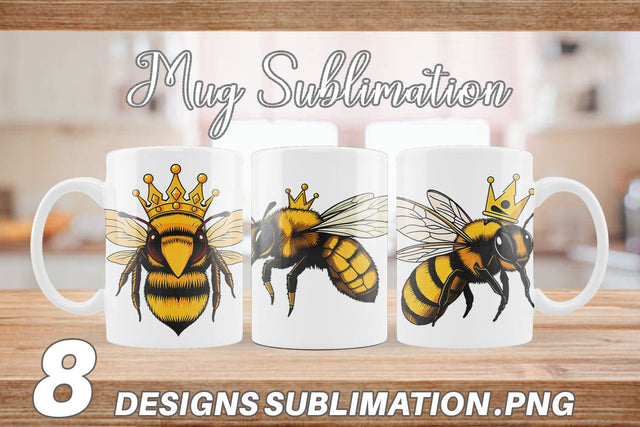 Mug Wrap Bee with Crown Sublimation artnoy 