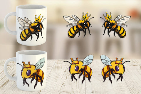 Mug Wrap Bee with Crown Sublimation artnoy 