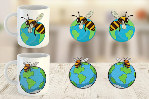 Mug Wrap Bee with Earth Sublimation artnoy 