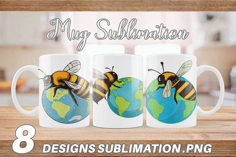 Mug Wrap Bee with Earth Sublimation artnoy 