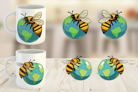 Mug Wrap Bee with Earth Sublimation artnoy 
