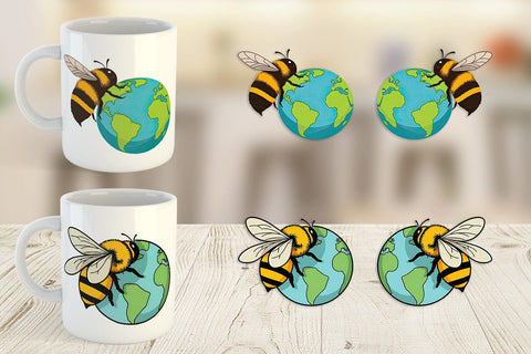 Mug Wrap Bee with Earth Sublimation artnoy 