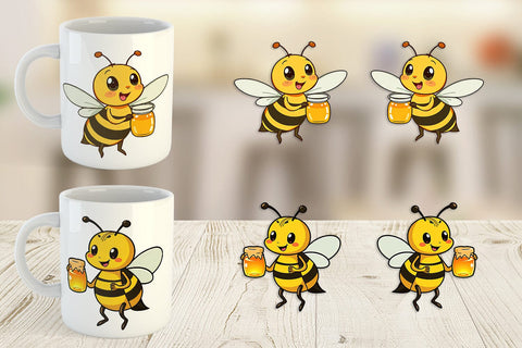 Mug Wrap Bee with Honey Jar Sublimation artnoy 