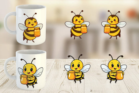 Mug Wrap Bee with Honey Jar Sublimation artnoy 