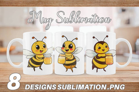 Mug Wrap Bee with Honey Jar Sublimation artnoy 