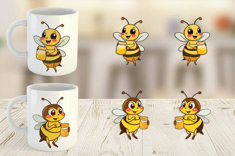Mug Wrap Bee with Honey Jar Sublimation artnoy 