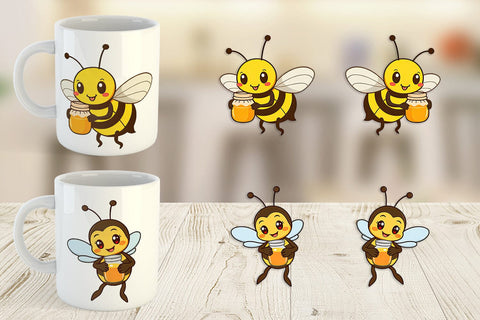 Mug Wrap Bee with Honey Jar Sublimation artnoy 