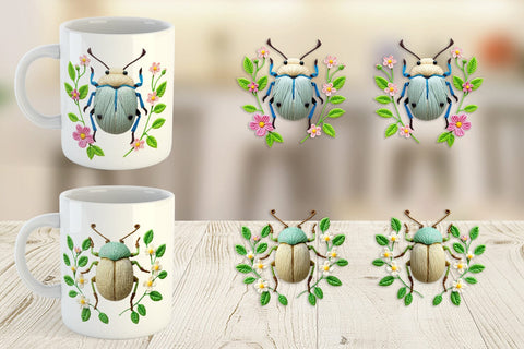 Mug Wrap Beetle Embroidery Sublimation artnoy 