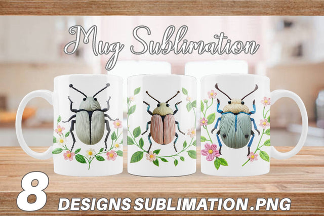 Mug Wrap Beetle Embroidery Sublimation artnoy 