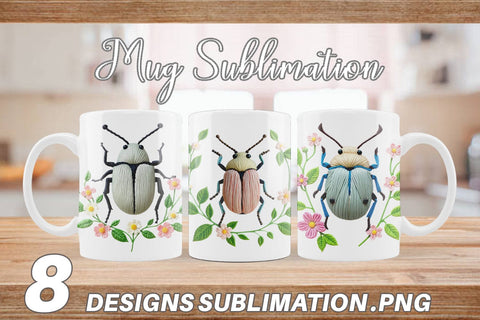 Mug Wrap Beetle Embroidery Sublimation artnoy 