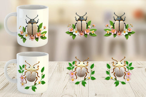 Mug Wrap Beetle Embroidery Sublimation artnoy 