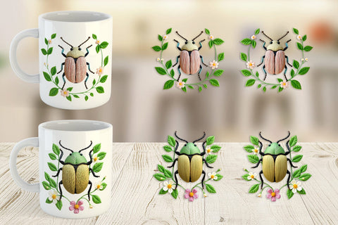 Mug Wrap Beetle Embroidery Sublimation artnoy 