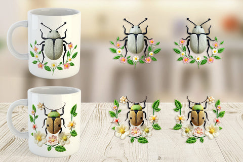 Mug Wrap Beetle Embroidery Sublimation artnoy 