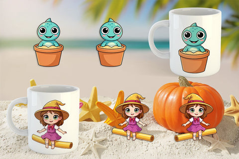 Mug Wrap Big Eye Summer Monster Surfing Sublimation artnoy 