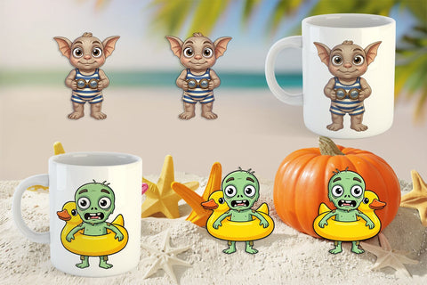 Mug Wrap Big Eye Summer Monster Surfing Sublimation artnoy 
