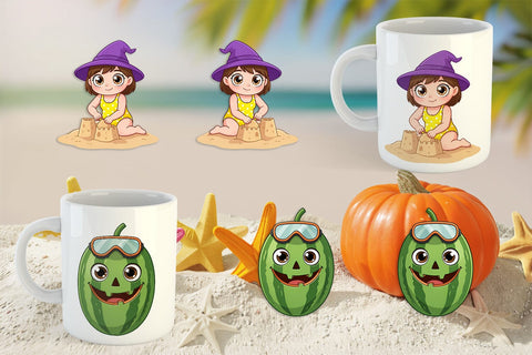 Mug Wrap Big Eye Summerween Beach Party Sublimation artnoy 