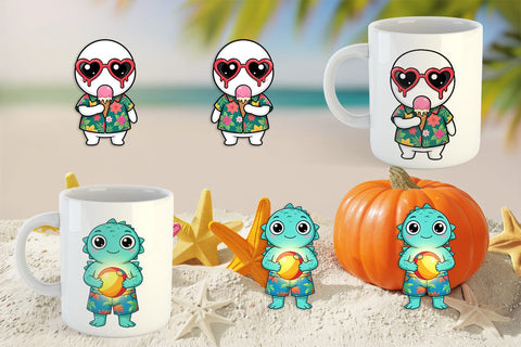 Mug Wrap Big Eye Summerween Beach Party Sublimation artnoy 