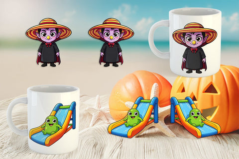 Mug Wrap Big Eye Summerween Pool Party Sublimation artnoy 