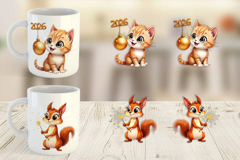 Mug Wrap Big-Eyed New Year's Animal Party 2026 Sublimation artnoy 