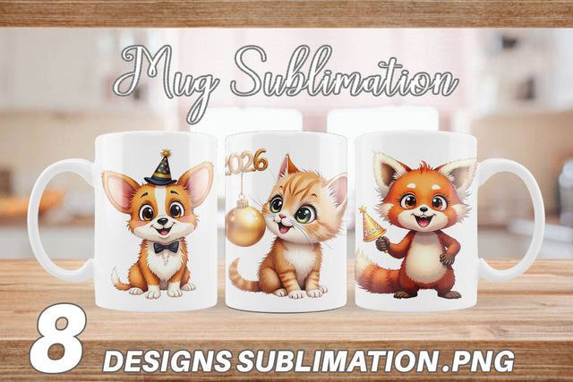 Mug Wrap Big-Eyed New Year's Animal Party 2026 Sublimation artnoy 
