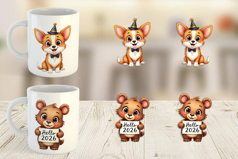 Mug Wrap Big-Eyed New Year's Animal Party 2026 Sublimation artnoy 