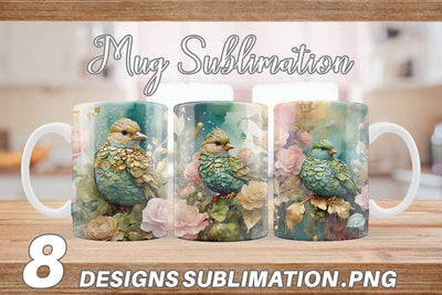 Mug Wrap Bird and Botanical Sublimation artnoy 
