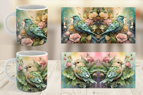 Mug Wrap Bird and Botanical Sublimation artnoy 