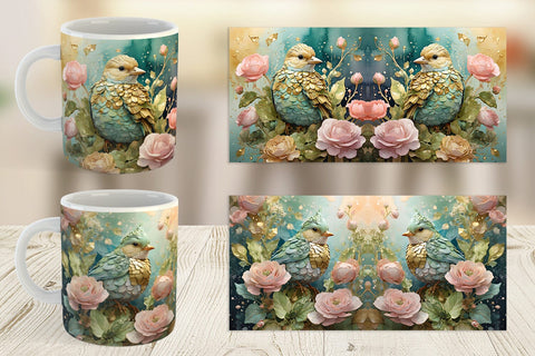 Mug Wrap Bird and Botanical Sublimation artnoy 