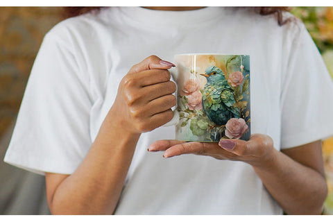 Mug Wrap Bird and Botanical Sublimation artnoy 