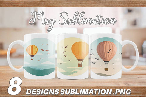 Mug Wrap Bird Hot Air Balloon Sublimation artnoy 