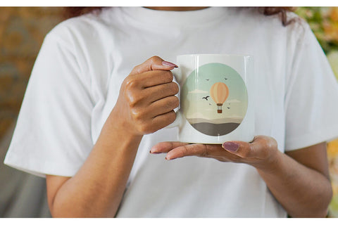 Mug Wrap Bird Hot Air Balloon Sublimation artnoy 