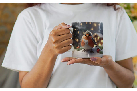 Mug Wrap Bird Robin Christmas Sublimation artnoy 