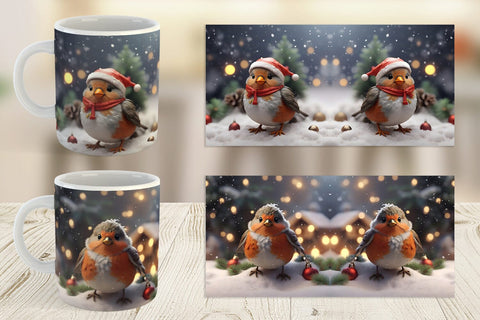 Mug Wrap Bird Robin Christmas Sublimation artnoy 