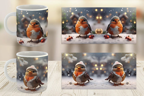 Mug Wrap Bird Robin Christmas Sublimation artnoy 