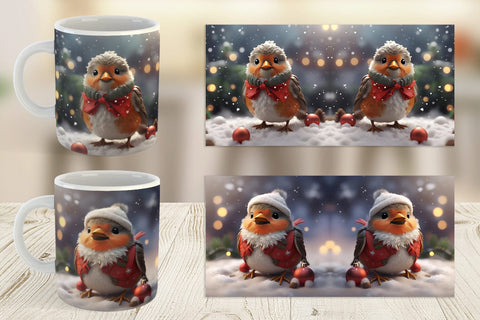 Mug Wrap Bird Robin Christmas Sublimation artnoy 