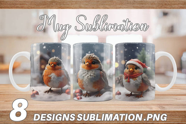 Mug Wrap Bird Robin Christmas Sublimation artnoy 