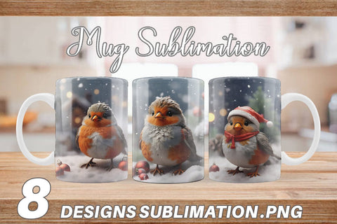 Mug Wrap Bird Robin Christmas Sublimation artnoy 