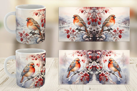 Mug Wrap Bird Winter Sublimation artnoy 