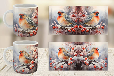 Mug Wrap Bird Winter Sublimation artnoy 