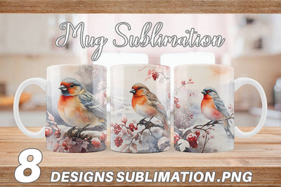 Mug Wrap Bird Winter Sublimation artnoy 