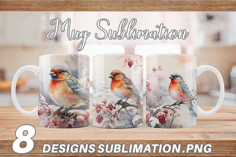 Mug Wrap Bird Winter Sublimation artnoy 