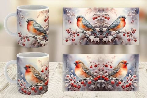 Mug Wrap Bird Winter Sublimation artnoy 