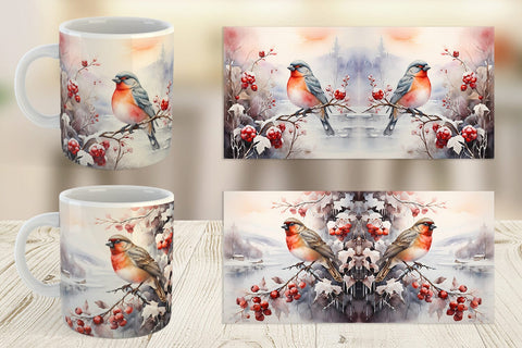 Mug Wrap Bird Winter Sublimation artnoy 