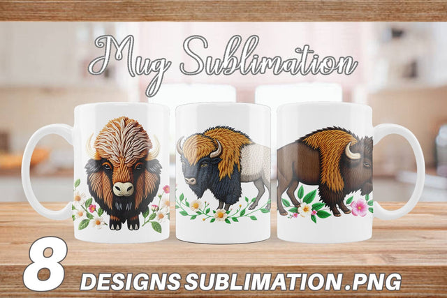 Mug Wrap Bison Embroidery Sublimation artnoy 