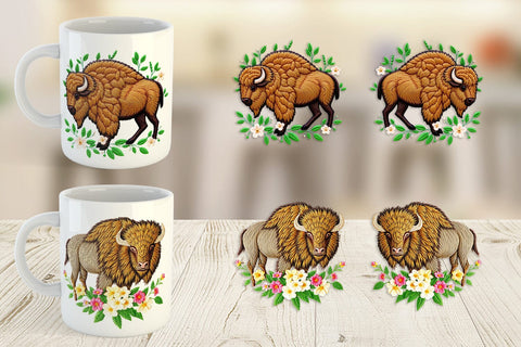 Mug Wrap Bison Embroidery Sublimation artnoy 