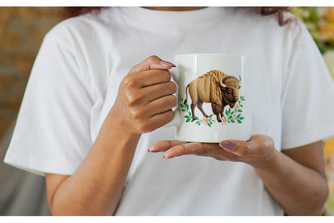 Mug Wrap Bison Embroidery Sublimation artnoy 