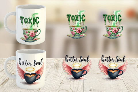Mug Wrap Bitter Coffee Goth Sarcastic Quotes Sublimation artnoy 