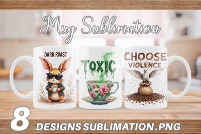 Mug Wrap Bitter Coffee Goth Sarcastic Quotes Sublimation artnoy 
