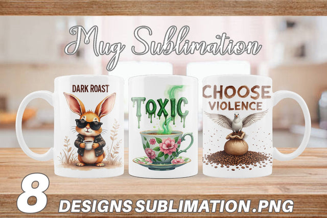 Mug Wrap Bitter Coffee Goth Sarcastic Quotes Sublimation artnoy 