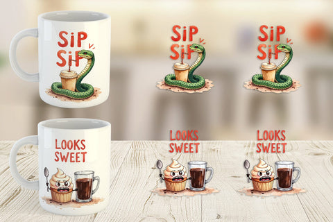 Mug Wrap Bitter Coffee Goth Sarcastic Quotes Sublimation artnoy 